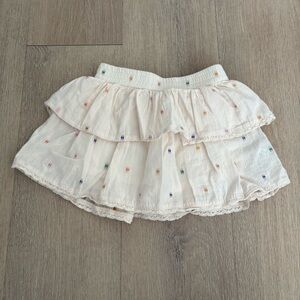 Baby Gap Girls Toddler Skirt Tiered Size 2 Years Cream Shiny Embroidered Cotton